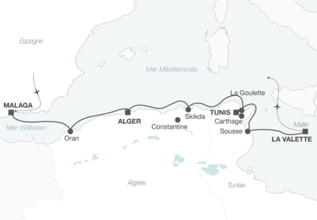 Croisière escales en Algérie, Tunisie et Malte